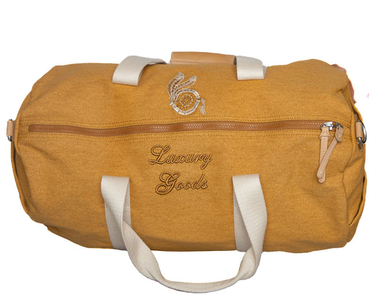 “LUXURY GOODS” Mustard Canvas Duffle Bag