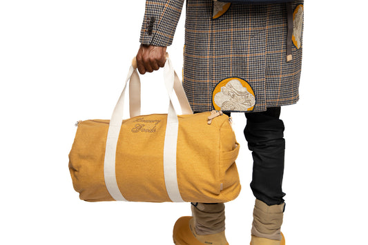“LUXURY GOODS” Mustard Canvas Duffle Bag