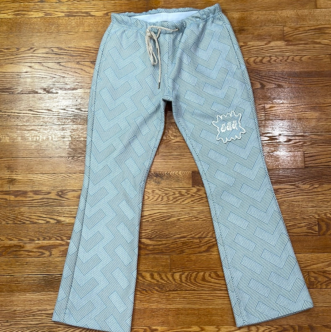 LIGHT-BLUE,CREAM, AND WHITE CROSS PATTERN JOGGERS