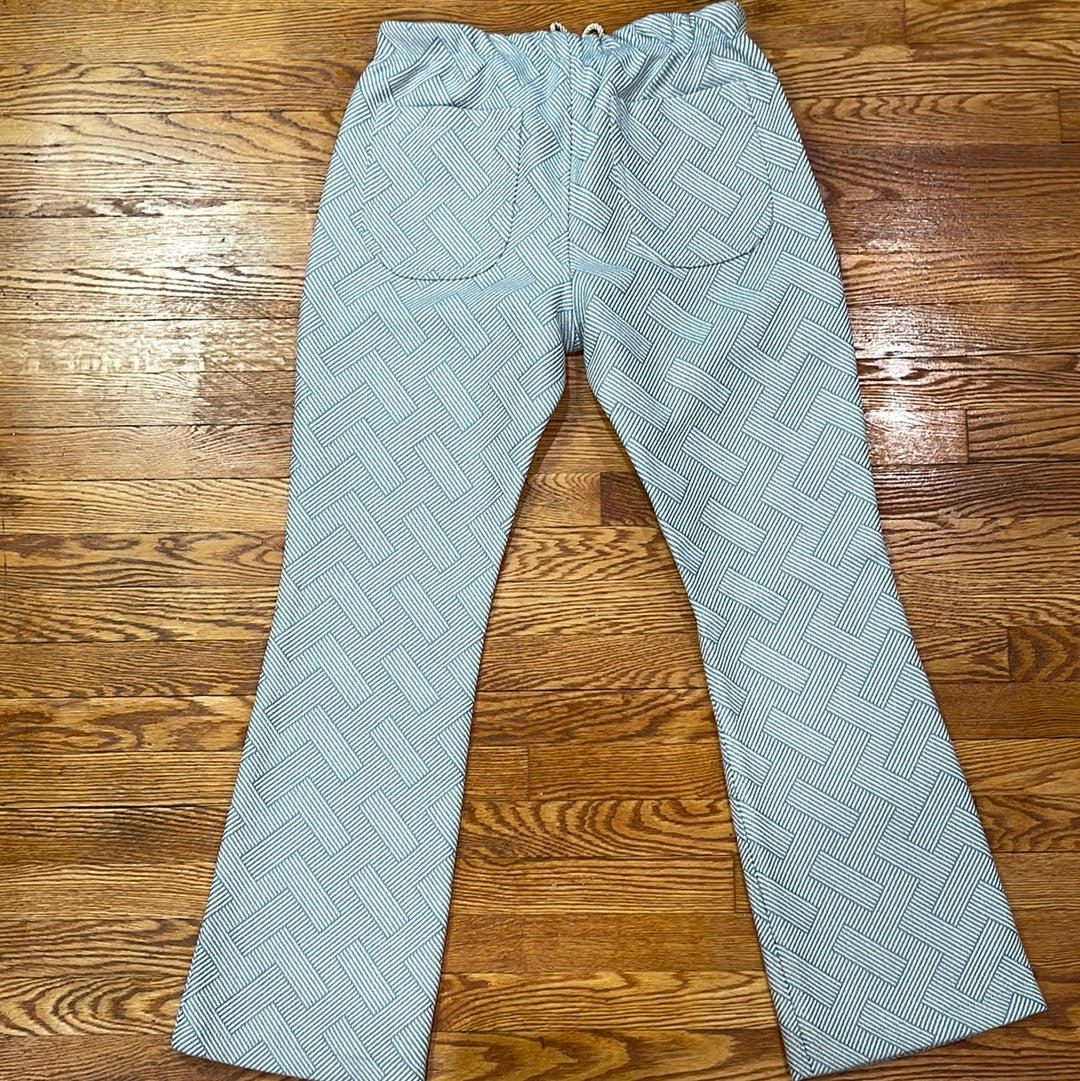 LIGHT-BLUE,CREAM, AND WHITE CROSS PATTERN JOGGERS