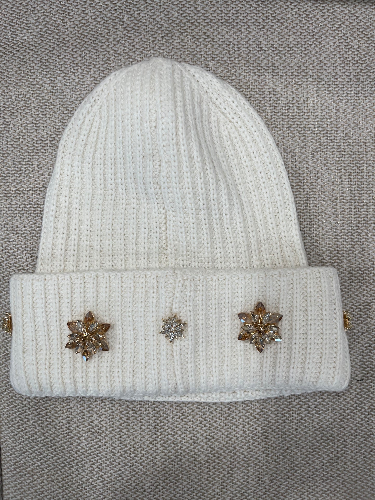“DBR” Beanie with CRYSTAL BUTTONS