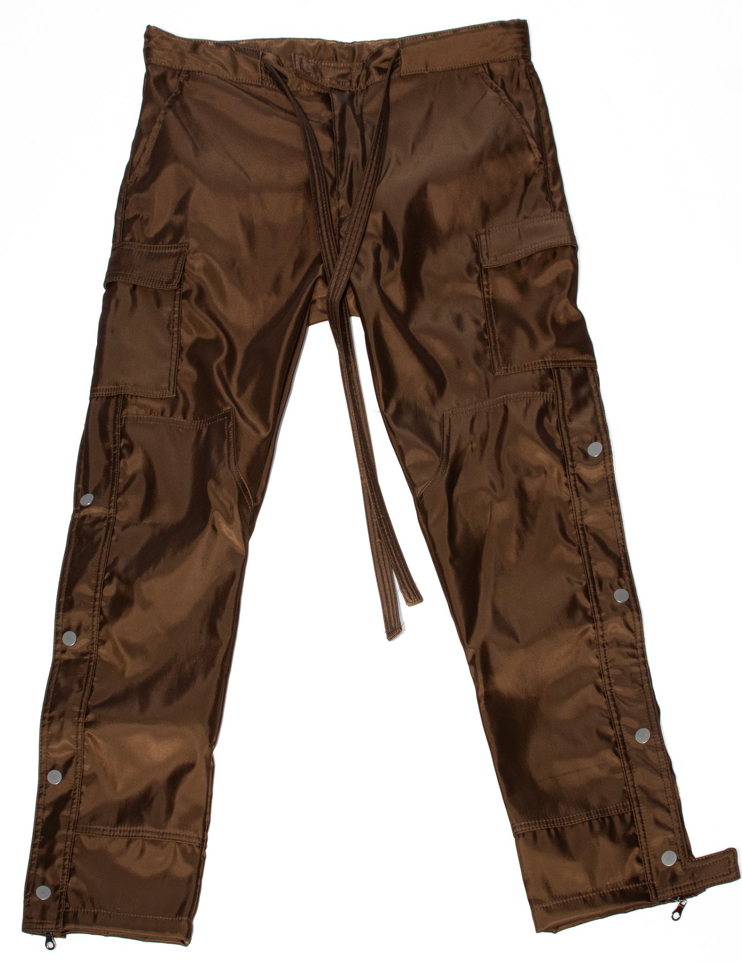 Brown Cargo Pants with Dusty Pink Skull embroidery