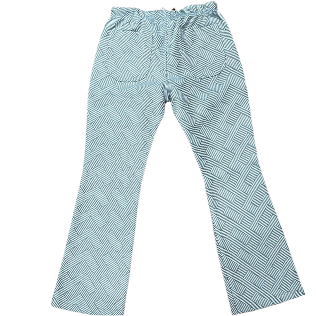 LIGHT-BLUE,CREAM, AND WHITE CROSS PATTERN JOGGERS